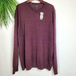 Apt. 9 3XB Burgundy Merino V-Neck Sweater